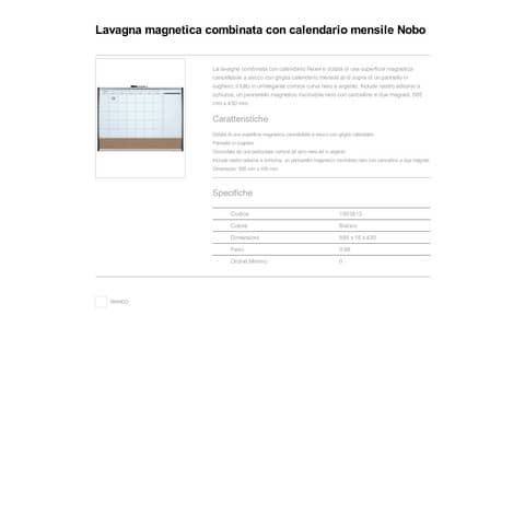 Lavagna magnetica combinata con calendario mensile Nobo Nobo 58,5x43 cm 1903813